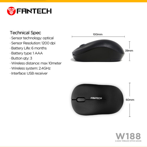 Fantech W188 Wireless Mouse- 1yr.warranty