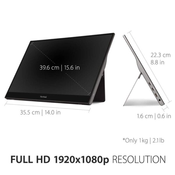 Viewsonic Td1655 Portable 1080p Touch Monitor Usb C Mini Dp 15.6"1kg