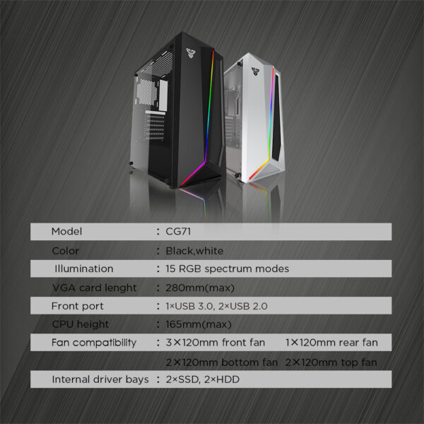 5b6c6e33 Fantech Pulse Cg71 Rgb Middle Tower Case-black