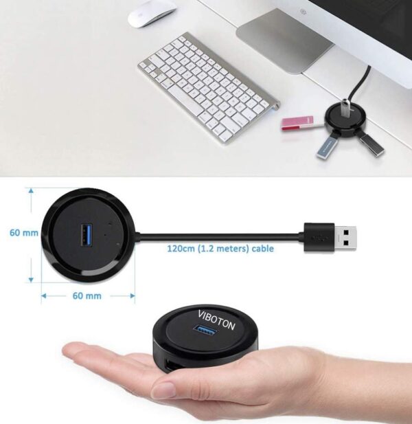Dtech 4-port Usb 3.0 Hub With 1.2mtr Cable Led Fast Charging /data