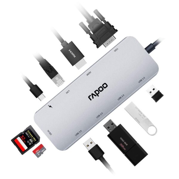 61cAVjedYcL._SL1000_ Rapoo Xd200c Usb-c Multi Function Adapter (10in1)