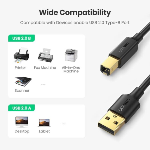 61pUYB18gVL._AC_SL1001_ Ugreen Usb 2.0 Am To Bm Print Cable Gold-plated 2m