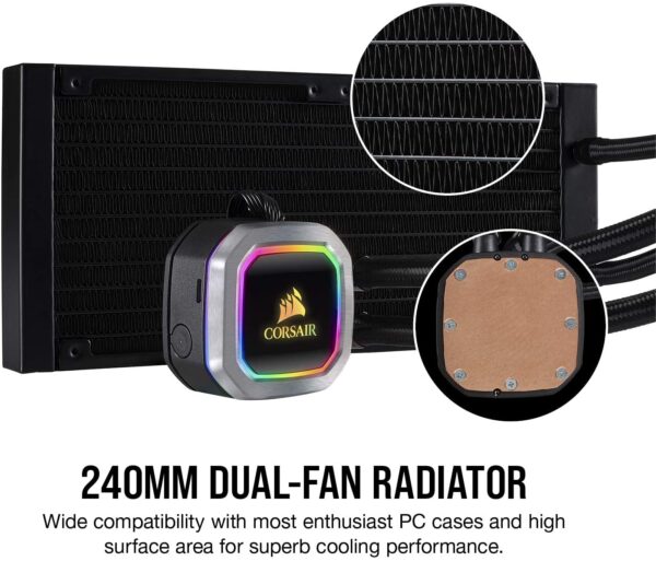 712tC2rptlL._AC_SL1500_ Corsair H100i-hydro Series Rgb Platinum 240mm Liquid Cpu Cooler