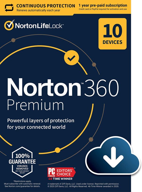 Norton 360 Premium Antivirus 10 User 36 Months With 75gb Cloud Backup