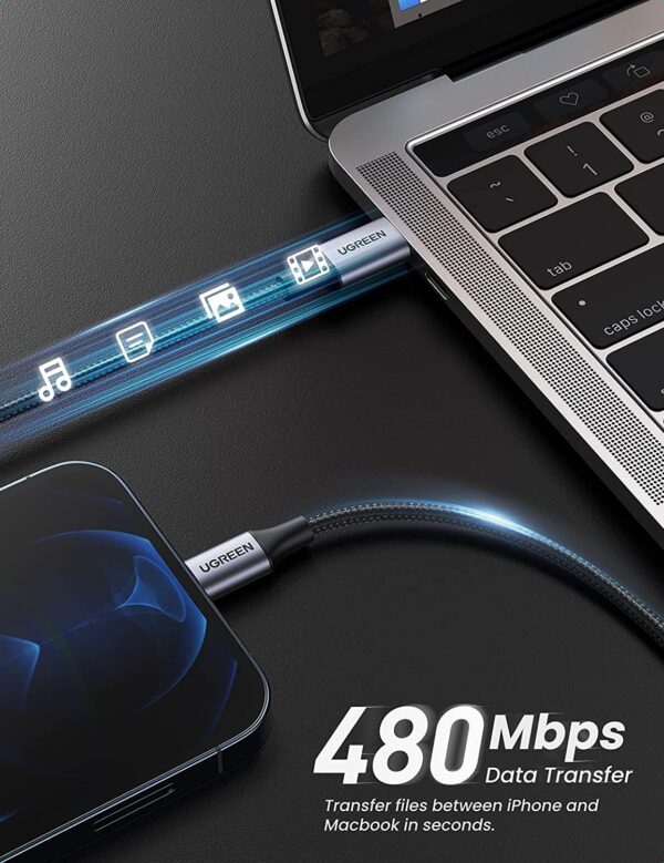 Ugreen Usb C To Lightning Cable Nylon Braided 3ft Mfi-certified Fast