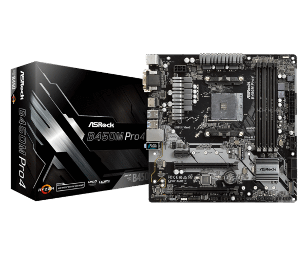 Asrock Motherboard Model No: B450m Pro4-f With 3 Years Warranty