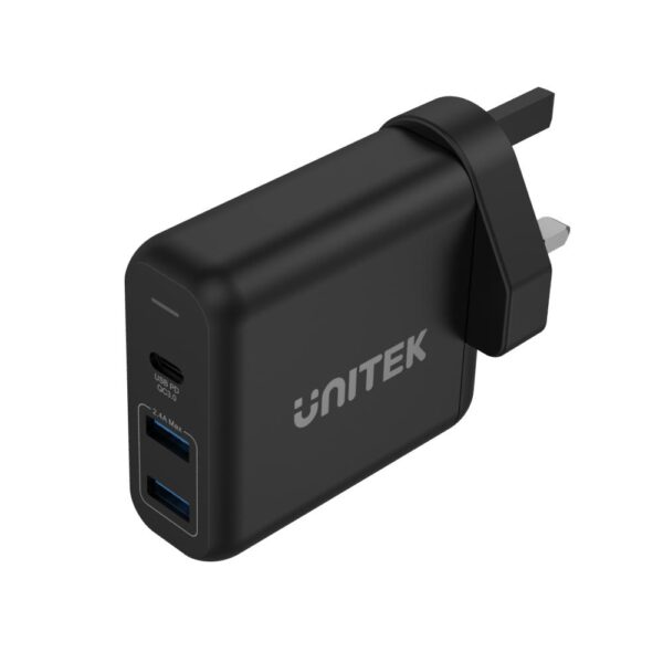 Unitek 60w Usb-c Pd 3-port Wall Charger Uk Type Model: P1103a Black