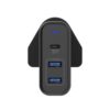 Unitek 60w Usb-c Pd 3-port Wall Charger Uk Type Model: P1103a Black