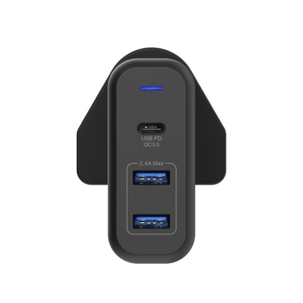 Unitek 60w Usb-c Pd 3-port Wall Charger Uk Type Model: P1103a Black