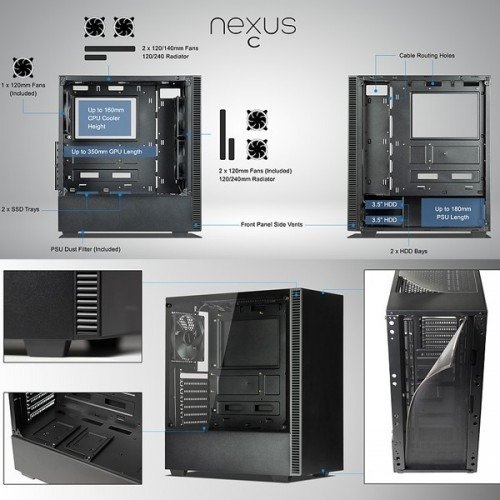 Tecware Computer Gaming Case Nexus C Black Color With 3 Fan