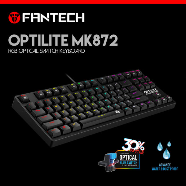 Fantech Mk872 Optilite 87key Black Switch Gaming Keyboard