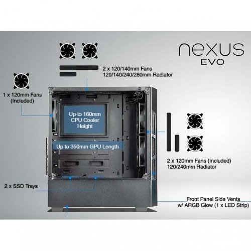 Nexus Evo White Casing 3 Fan With 1 Year Warranty