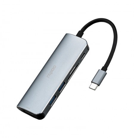 rapoo-xd120-6-port-expansion-dock-usb-c-convert-usb-hub-expansion-tool-hdmi-usb-tfsd-card-apply-to-macbook-switch Rapoo Xd120 6-port Expansion Dock Usb-c To Hdmi Usb Tf/sd Card -silver