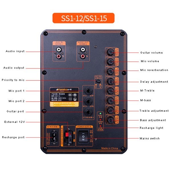 1527478476 Sansui Ss1-15" Portable Speaker 23kg 60watt 4-6 Hours Back Up