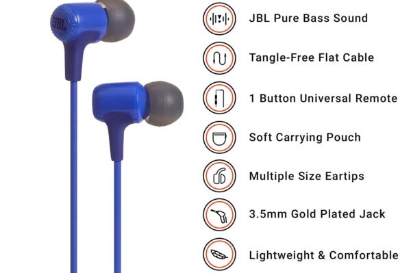 Jbl Jble15blu Earphone In Blue (genuine)