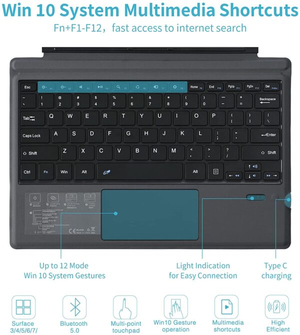 Rapoo Xk200 Bluetooth Microsoft Surface Pro 3/5/6/7 Keyboard Case