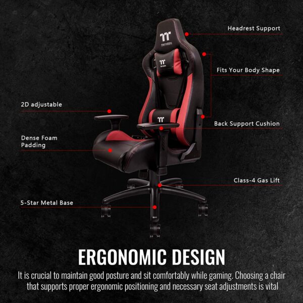 Thermaltake Gaming Chair Ggc-uftbrmwds- 01 Uft/black & Red/fit Size/2d