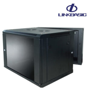 Linkbasic 9 U Rack Wall Box (rear Door / Smoky Gray Glass Door / Black