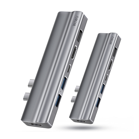 71-460-460 Wiwu T9 Ethernet 8in1 Thunderbolt Hdmi*2+ Usb3.0*2+ Usb2.0*1sd+tf+pd