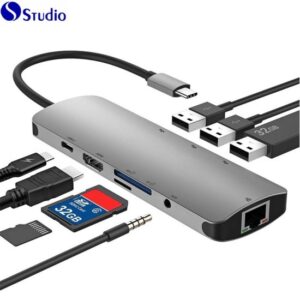 USB-C-Hub-USB-Hub-9-in-1-Type-C-Adapter-with-USB-3-0-HDMI-SD-TF-3-5aux-RJ45-Pd-USB-Type-C-Multiport-Adapter Nexgen Type C Hub Usb/type C To Usb3.0*3, Rj45, Vga, Hdmi Pd Aux Sd