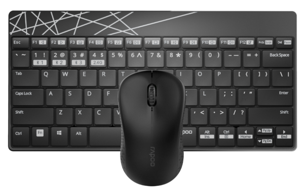 8000m_2 RAPOO 8000M US-Black Multimode (Wireless / Bluetooth) Keyboard / Mouse Combo