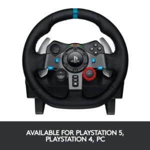 Logitech G29 Driving Force Racing Wheel and Floor Pedals, Real Force, Stainless Steel Paddle Shifters, Leather Steering Wheel Cover, Adjustable Floor Pedals, PS5/PS4/PS3/PC/Mac