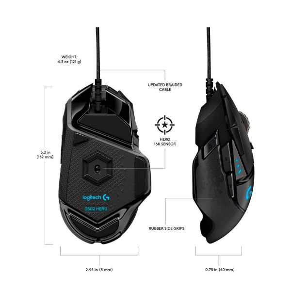 hero2 Logitech G502 Hero Optical 16000dpi Wired USB Gaming Mouse