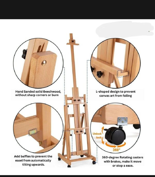 Studio Easel3 Artist Easel /Multifunctional Heavy Duty Wooden Studio Easel - Holds Canvas Upto 7.5 Feet | Studio Easel For Artists