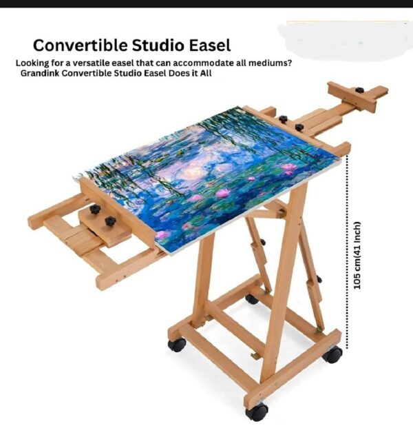 Studio easel1 Artist Easel /Multifunctional Heavy Duty Wooden Studio Easel - Holds Canvas Upto 7.5 Feet | Studio Easel For Artists