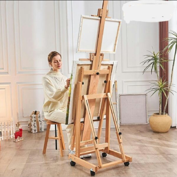 studio easel4 Artist Easel /Multifunctional Heavy Duty Wooden Studio Easel - Holds Canvas Upto 7.5 Feet | Studio Easel For Artists