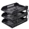 File Tray /Delli 9217ES 3-Compartment File Rack for Office Files/Letter/Document/ Desk Organizer /File Tray File Rack - Black- 1 pcs