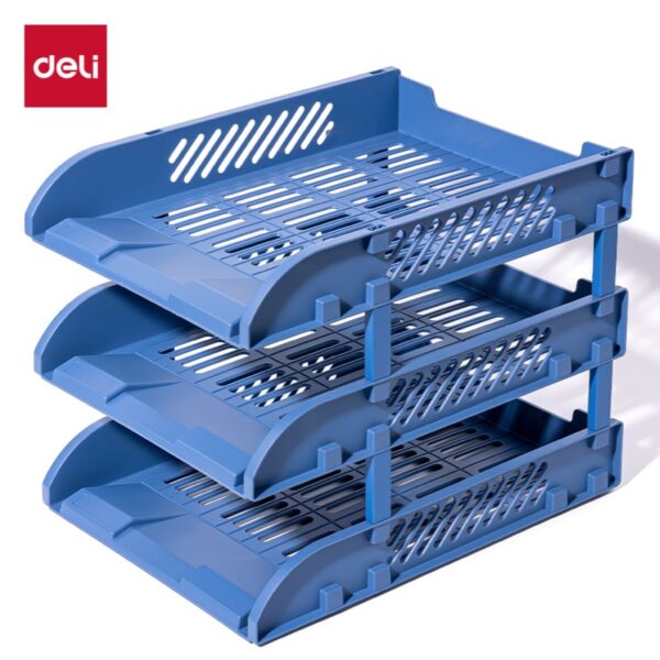 File Tray /Delli 9217ES 3-Compartment File Rack for Office Files/Letter/Document/ Desk Organizer /File Tray File Rack - Black- 1 pcs