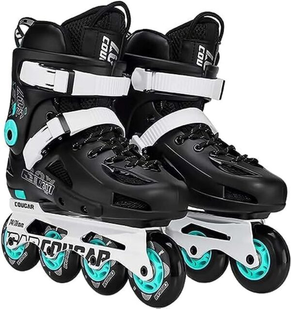a Roller Skets /Cougar Roller Skate Shoe/ Cougar Model 307 For Adult Adjustable Roller Skates with 4 Illuminating Pu Wheels, Outdoors and Indoors Roller Blades for Boys Girls Beginners Color : White /Size : 36 to 43 available e