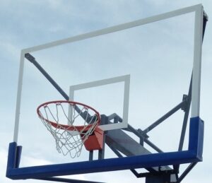 bbs1 Basketball Backboard /Toughened Glass Basketball Board /Official size 6/4 Single Piece With Basket Ball Hoops And Net Set By Mitrata