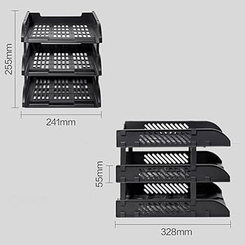 File Tray /Delli 9217ES 3-Compartment File Rack for Office Files/Letter/Document/ Desk Organizer /File Tray File Rack - Black- 1 pcs