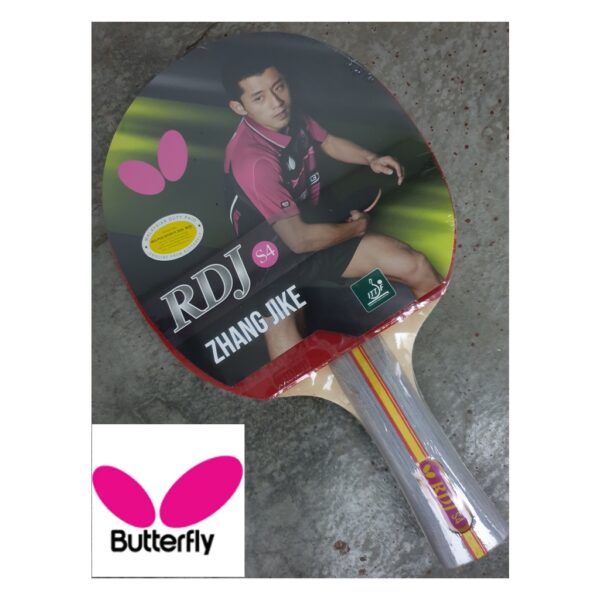 Table Tennis Racket/ Butterfly RDJ S2 ITTF Approved Wood Table Tennis Racket with Thick Sponge for Better Speed - Red and Black