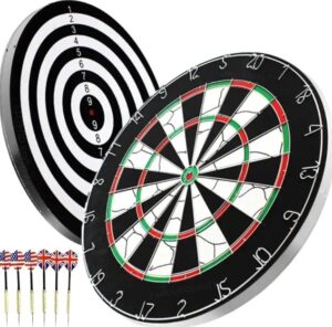 Heavy Big Dart Board with 6 steel tip darts
