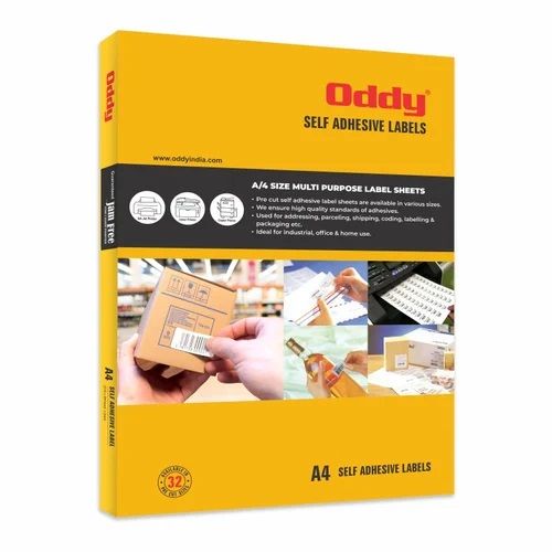 oddy Oddy Label Sticker, 4 Stickers Per Sheet (St4A4100) A packet of 100 sheets For Lazer and Inkjet Printer